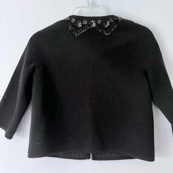 Elevenses black boiled wool beaded sequins minka jacket blazer cardigan XS - Picture 3 of 10